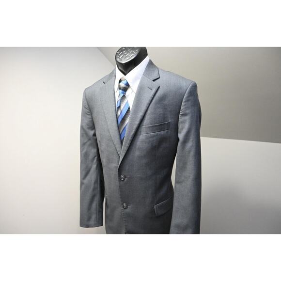 Donald J. Trump 100% Wool Gray Striped Suit Pants Jacket Mens Sz 36 x‎ 32 42 L